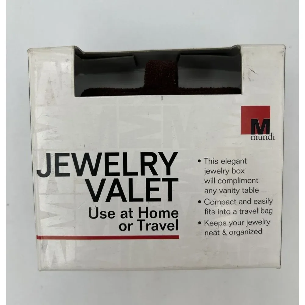 MUNDI Brown JEWELRY VALET HOME TRAVEL JEWELRY BOX CASE ORGANIZER 3 in x 3 7/8in.